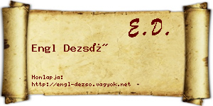 Engl Dezső névjegykártya